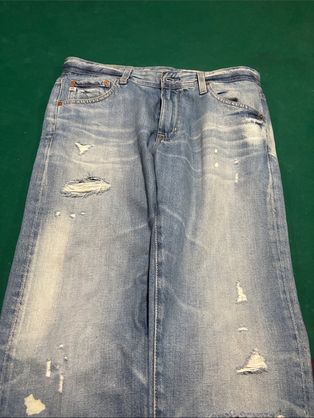 Ag Adriano Goldschmied Light Blue Distressed Relaxed Jeans